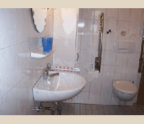 Das Bad in der Ferienwohnung Bauernhaus auf dem Ferienhof Epker im münsterländischen Steinfurt