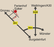 Anfahrt zum Ferienhof Epker in Steinfurt